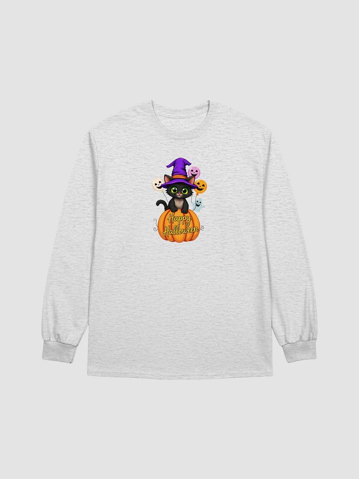 Witchy Sitting Pumpkin Cat Long Sleeve Tee product image (10)