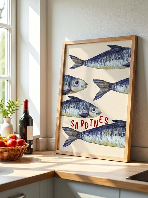 Sardine Wall Art Sardines Tin Fish Poster Colorful Kitchen Print product image (3)