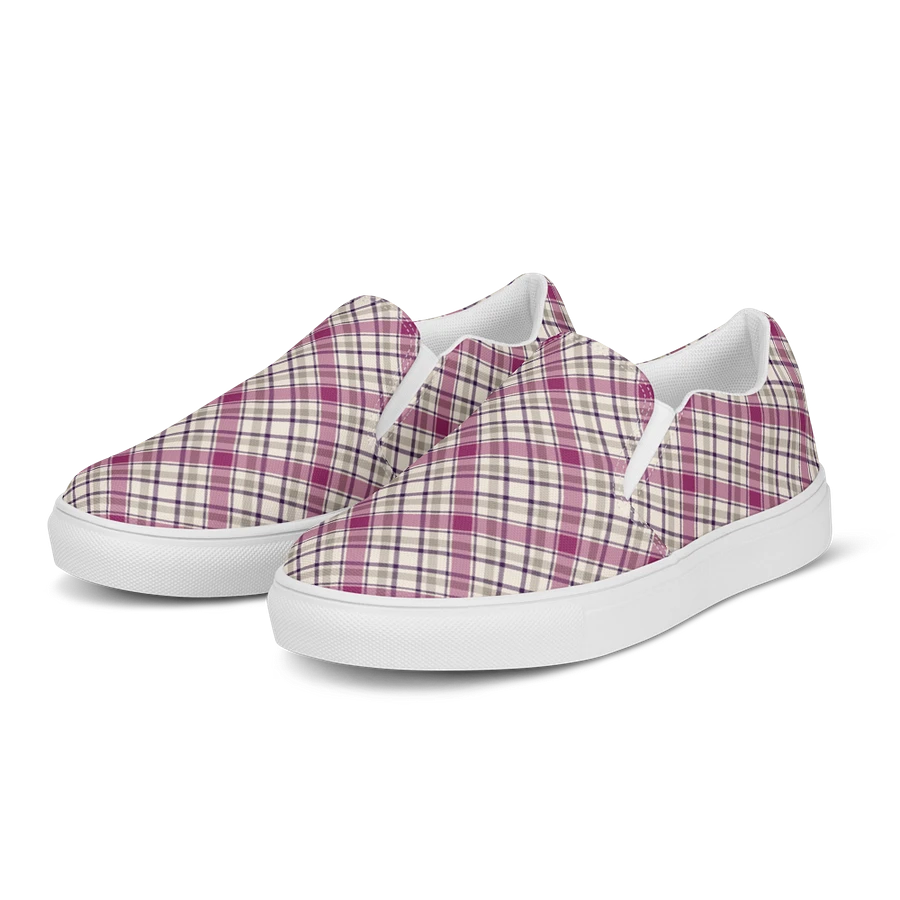 Magenta and Gray Plaid Women's Slip-On Shoes product image (3)