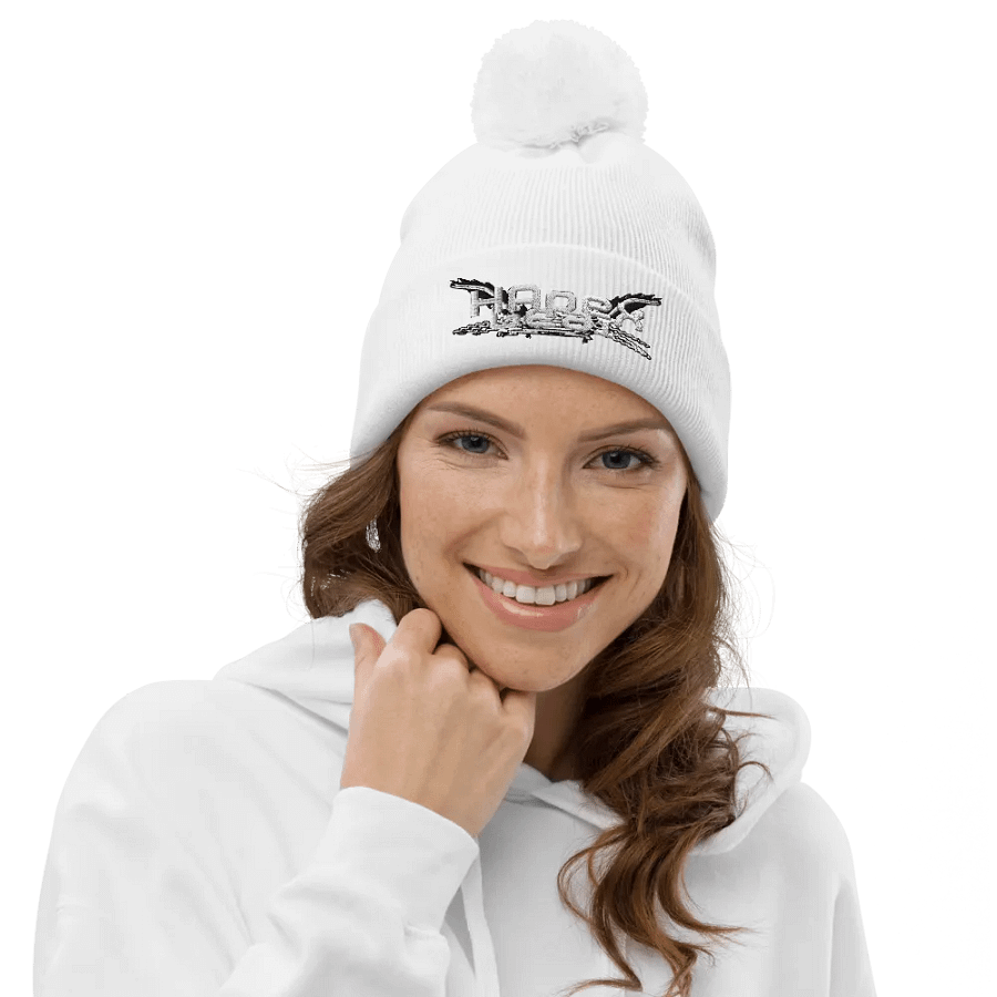 Beechfield Pom-Pom Beanie - Embroidered - White HApex Gear White Logo product image (7)