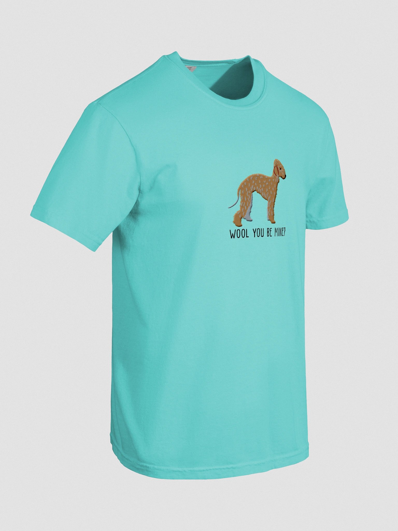Wool You Be Mine? T-Shirt(Embroidered) of a Bedlington Terrier(Tan) product image (11)