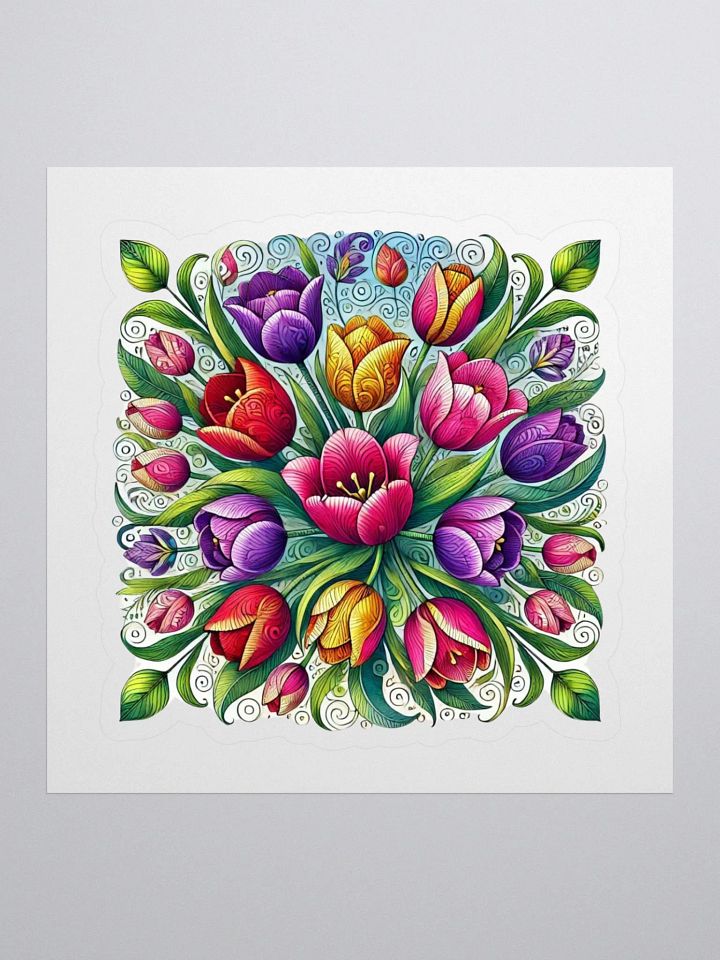 Whimsical Tulip Paradise Stickers | AI Design flower product image (1)