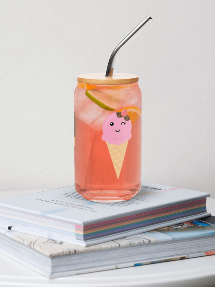 3 Ice Cream Cone Characters on Can Shaped Glass product image (3)