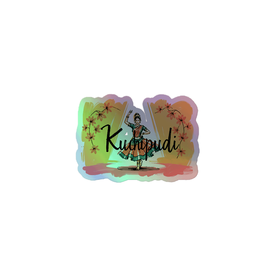 Vibrant Kuchipudi Dance | Traditional Indian Art Holographic Sticker product image (1)
