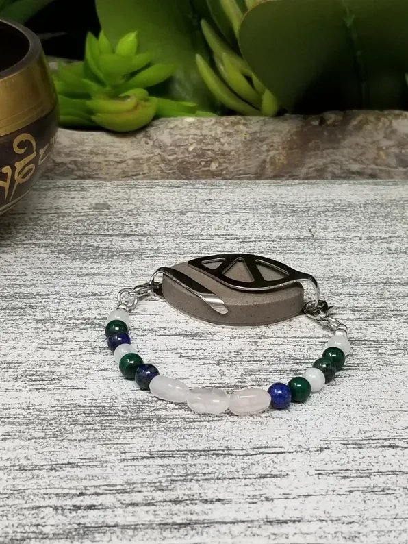 Divine Heart Chakra Bracelet | Chrysocolla, Malachite, Rose Quartz & Moonstone | Handmade Accessory for Bellabeat Leaf Urban & Ivy product image (1)