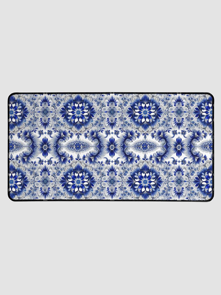 Desk Mat (31.5x15.5 inches) - Blue and White Floral Design product image (1)