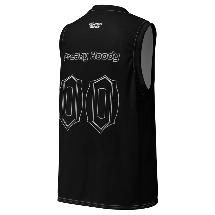 Freaky Hoody - Black - Recycled Unisex Basketball Jersey - Black HApex Gear Black Logo product image (10)