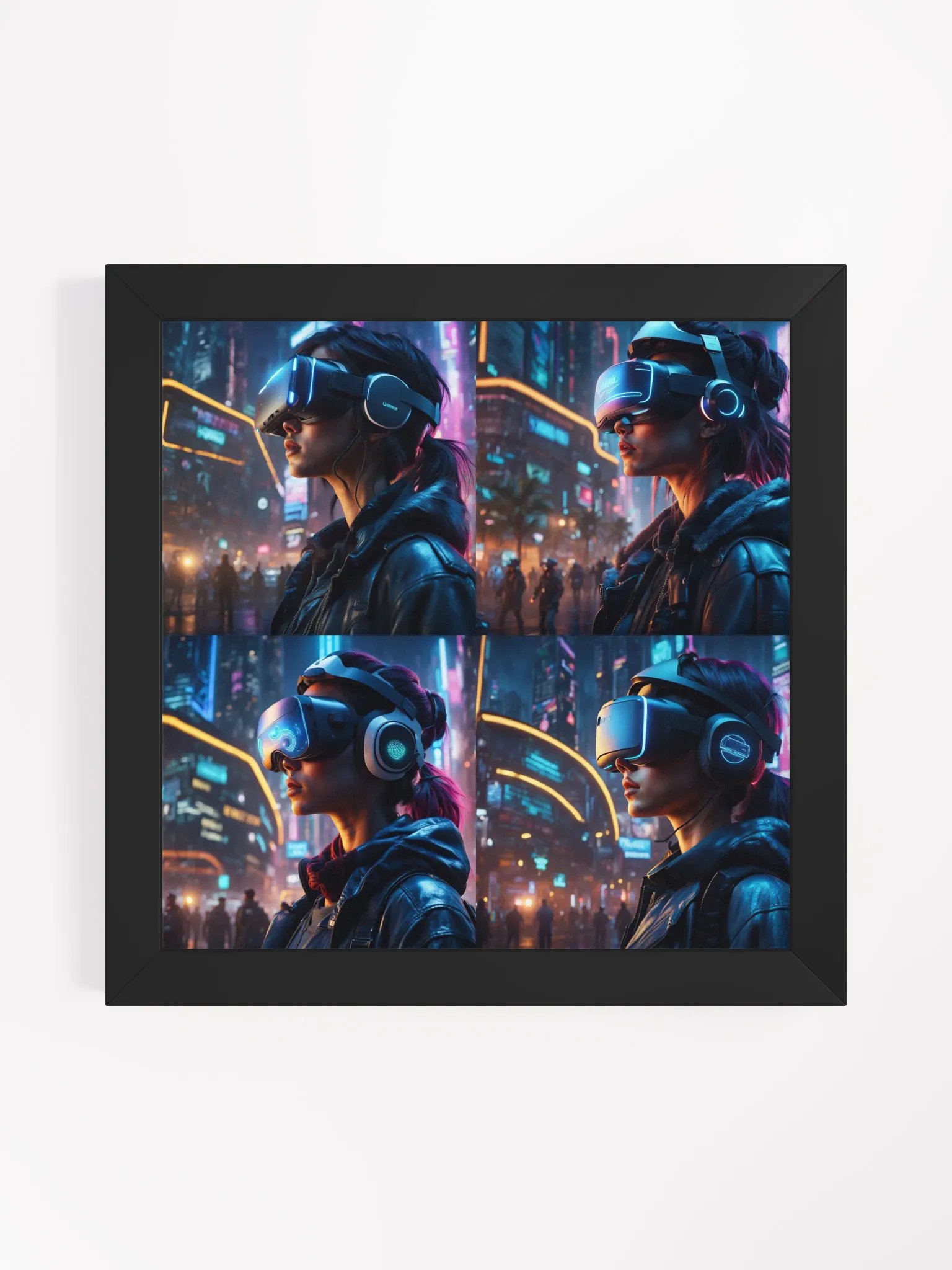 Virtual Realms: Cyberpunk VR Experience Poster product image (1)