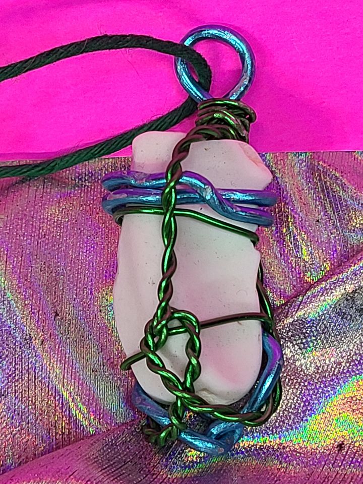 Wire Wrapped Porcelain Sea Pottery / Sea Glass Pendant product image (2)