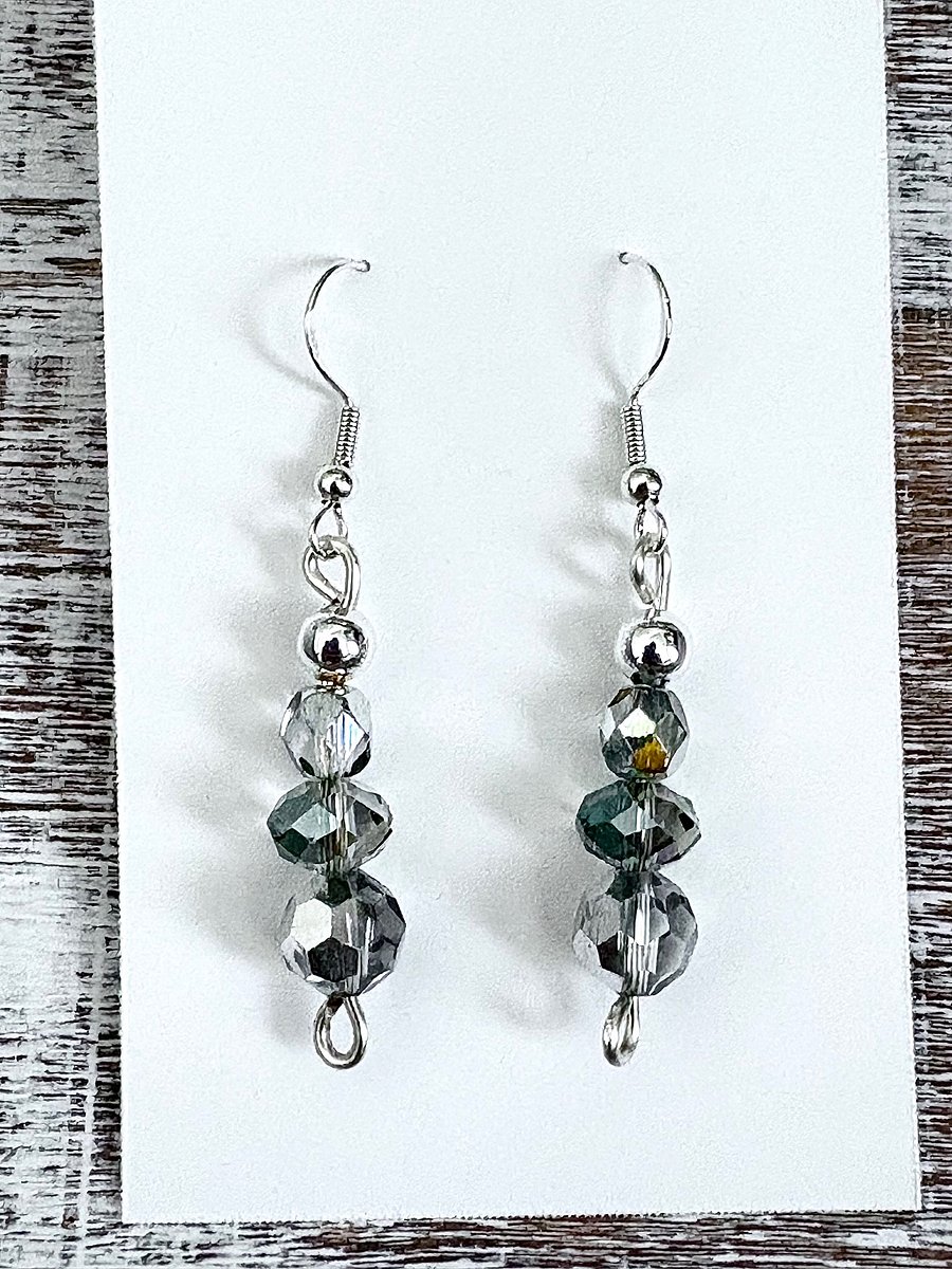 Handmade Glass & Silver-Tone Metallic Pillar Earrings | Monique Faella Designs™ | MFD-00092 through MFD-00096 product image (3)