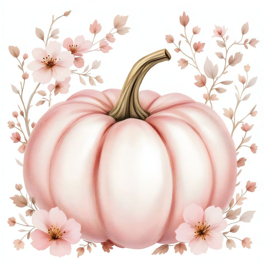 Free 20 Pink Floral Pumpkin Digital Clipart - Charming Designs for Creative Projects and Decor product image (5)