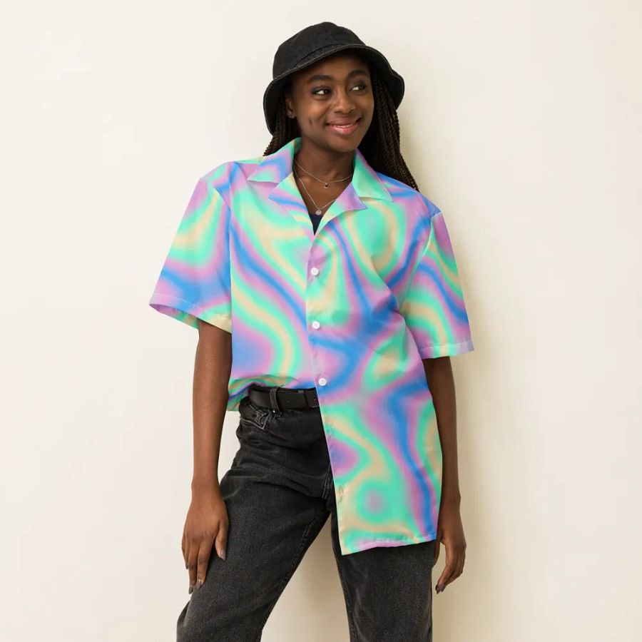 Psychedelic Hologram Unisex Hawaiian Shirt product image (6)