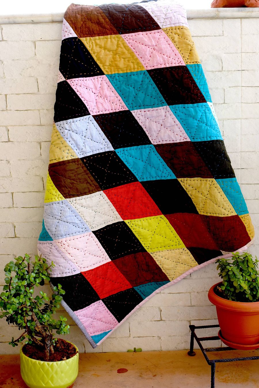 Kids Linen cotton filled quilt Kids Playmat Handmade Patchwork Kantha Quilt Throw Gudri Rally Bedspread Blanket Coverlet Rajai product image (1)