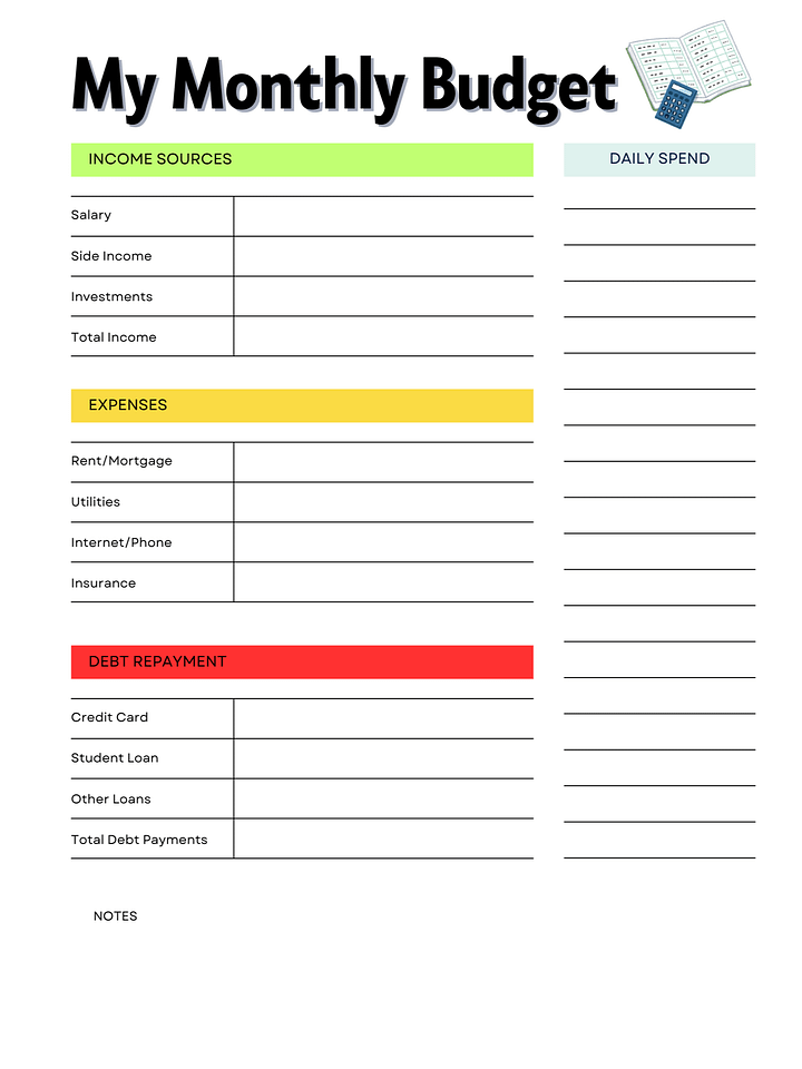 Monthly Budget Printable product image (1)