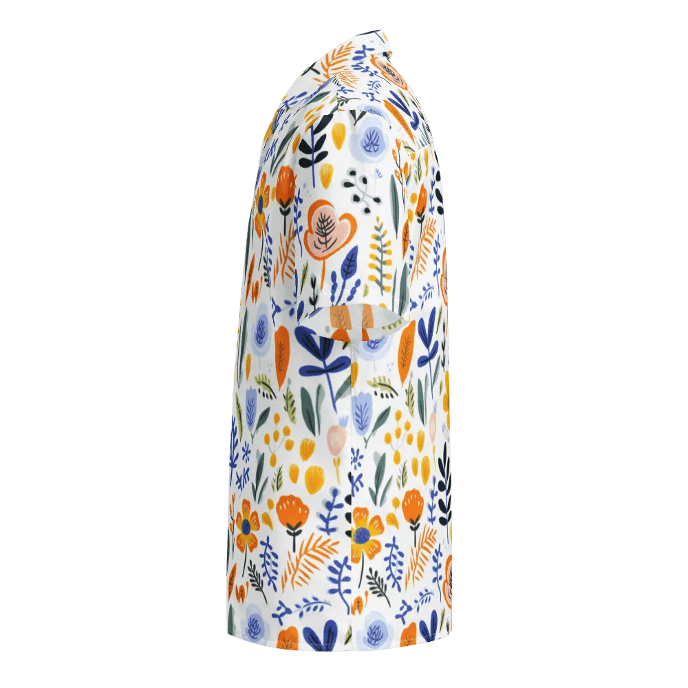 Retro Flowers Blue Hawaiian Shirt product image (9)