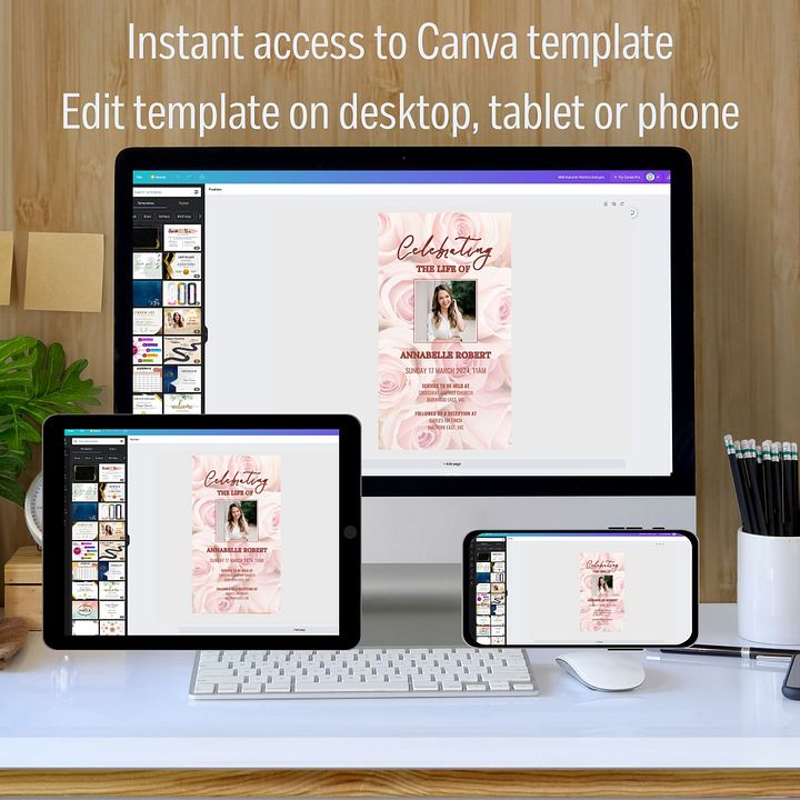 Pink Roses Evite Canva Template product image (2)