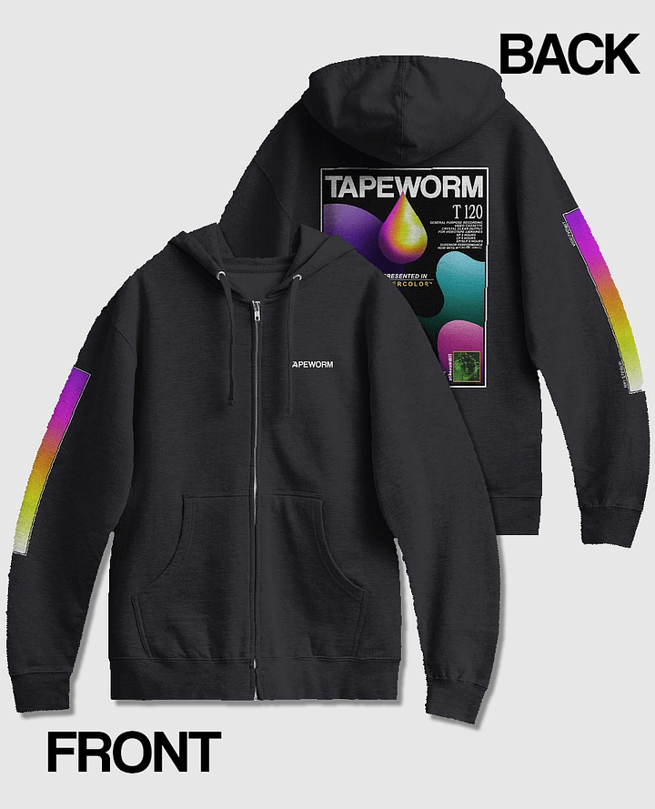 videovomit TAPEWORM VHS zipper backprint hoodie product image (1)