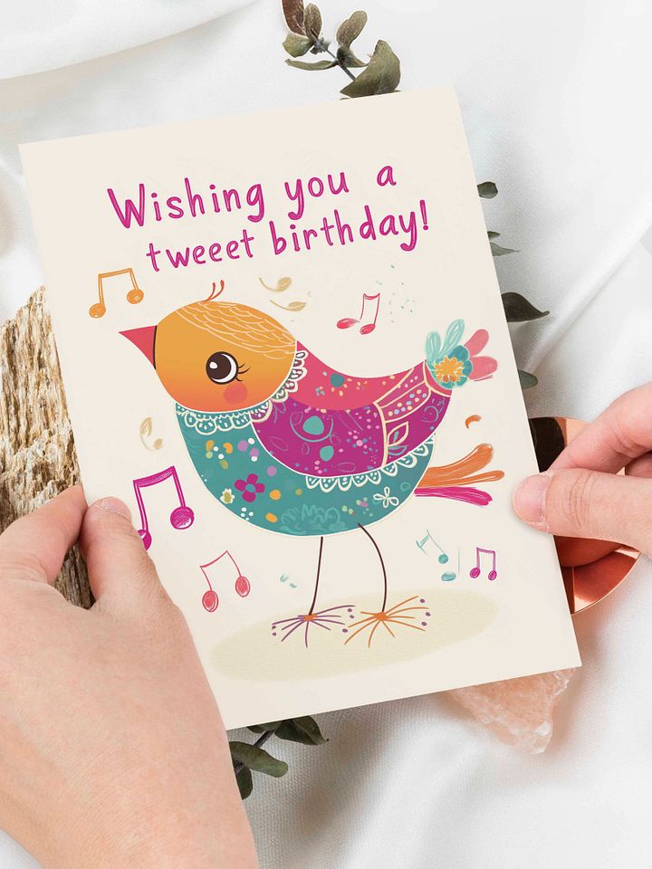 Colorful Tweet Birthday Card - Adorable Bird product image (1)