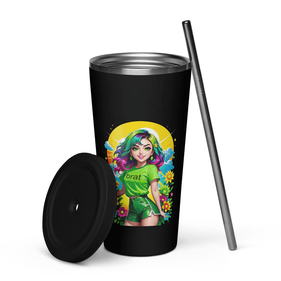 Brat 20 oz Tumbler Cup - Black - Insulated Tumbler with a Straw v3 product image (7)