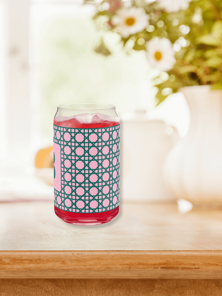 Cannage Green Pink Initial B Can-Shaped Glass product image (5)