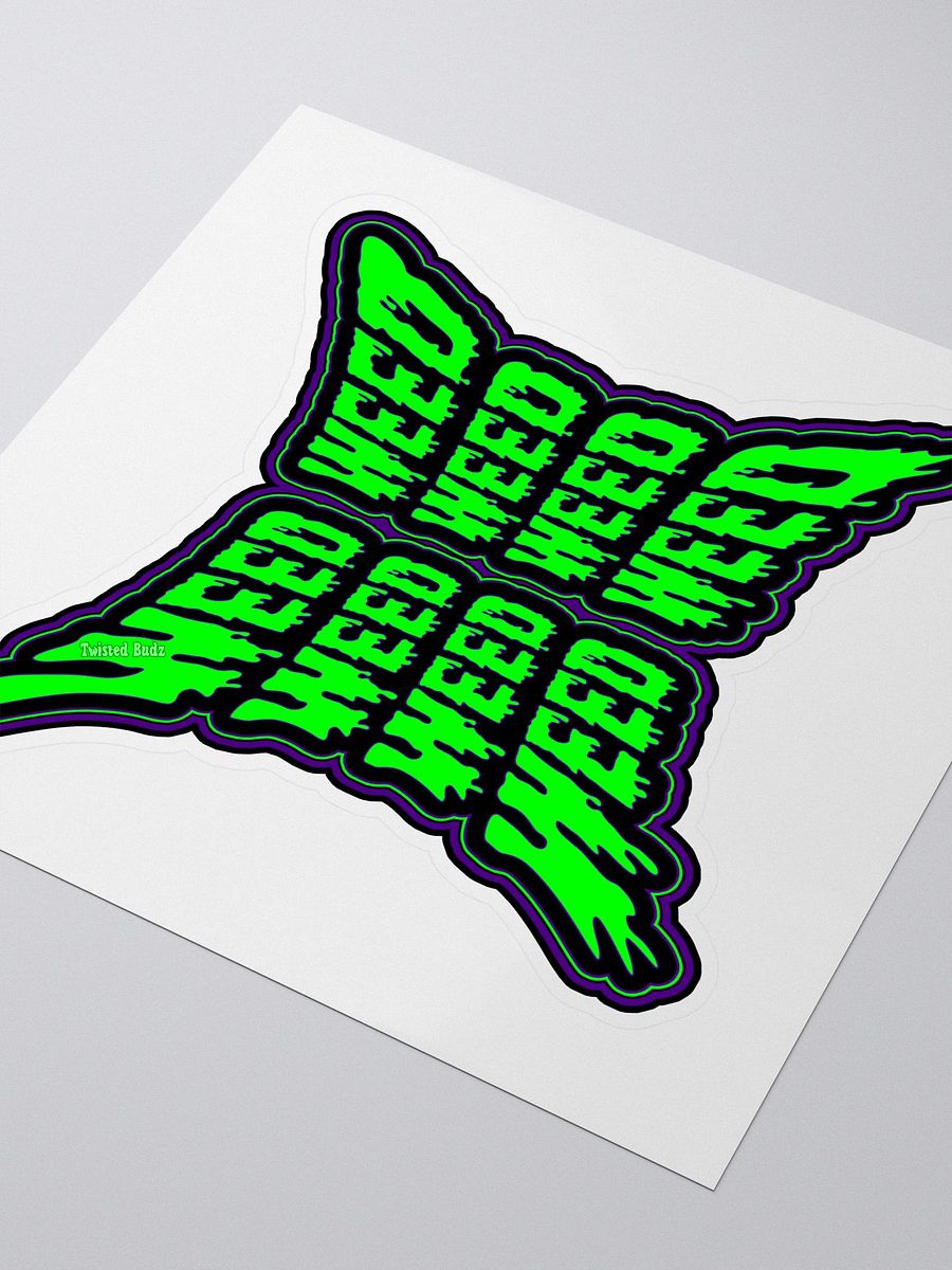 Weird Weed Word Stoner Sticker, Purple Green Black Cannabis Butterfly Art product image (4)