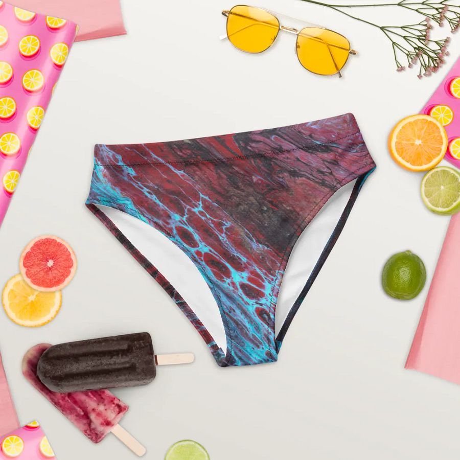 Crimson Tides - All-Over Print Recycled High Waisted Bikini Bottom product image (8)
