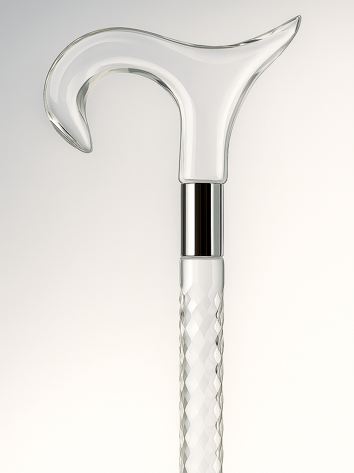 Crystal Clear Acrylic Walking Cane | Transparent Spiral Derby Handle Stick for Men & Women | Lightweight, Elegant Mobility Aid product image (1)