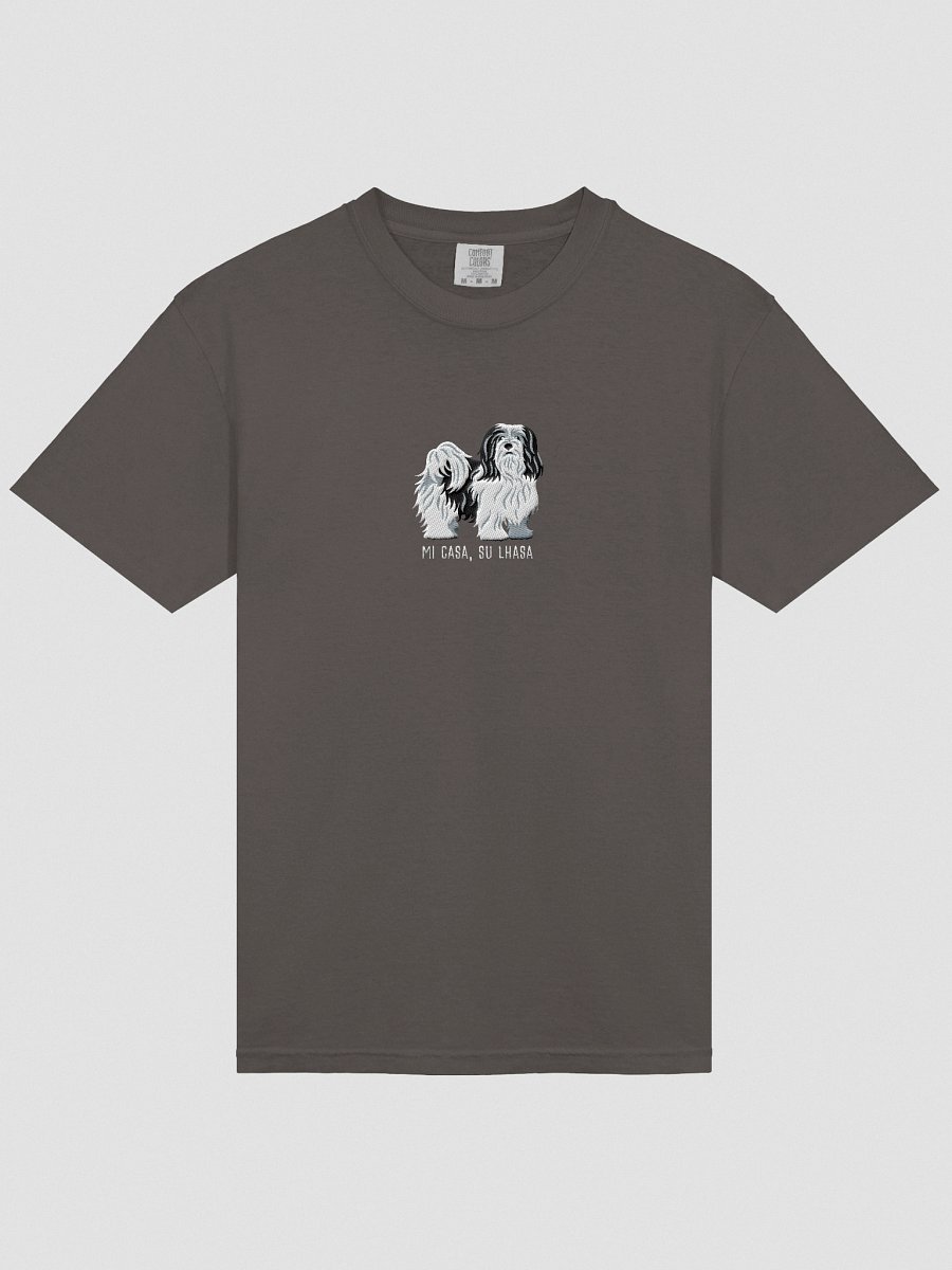 Mi Casa, Su Lhasa T-Shirt(Embroidered) of a Lhasa Apso(Black & White) product image (16)