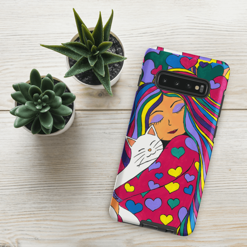 Girl with the white cat (art by Dina R.) acrylic painting picture - Tough Case for Samsung product image (5)