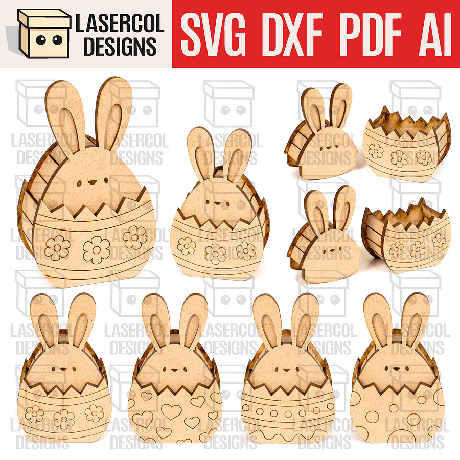 Easter Bunny Egg Box (2 Sizes, 4 Styles) - Laser Cut Files product image (1)