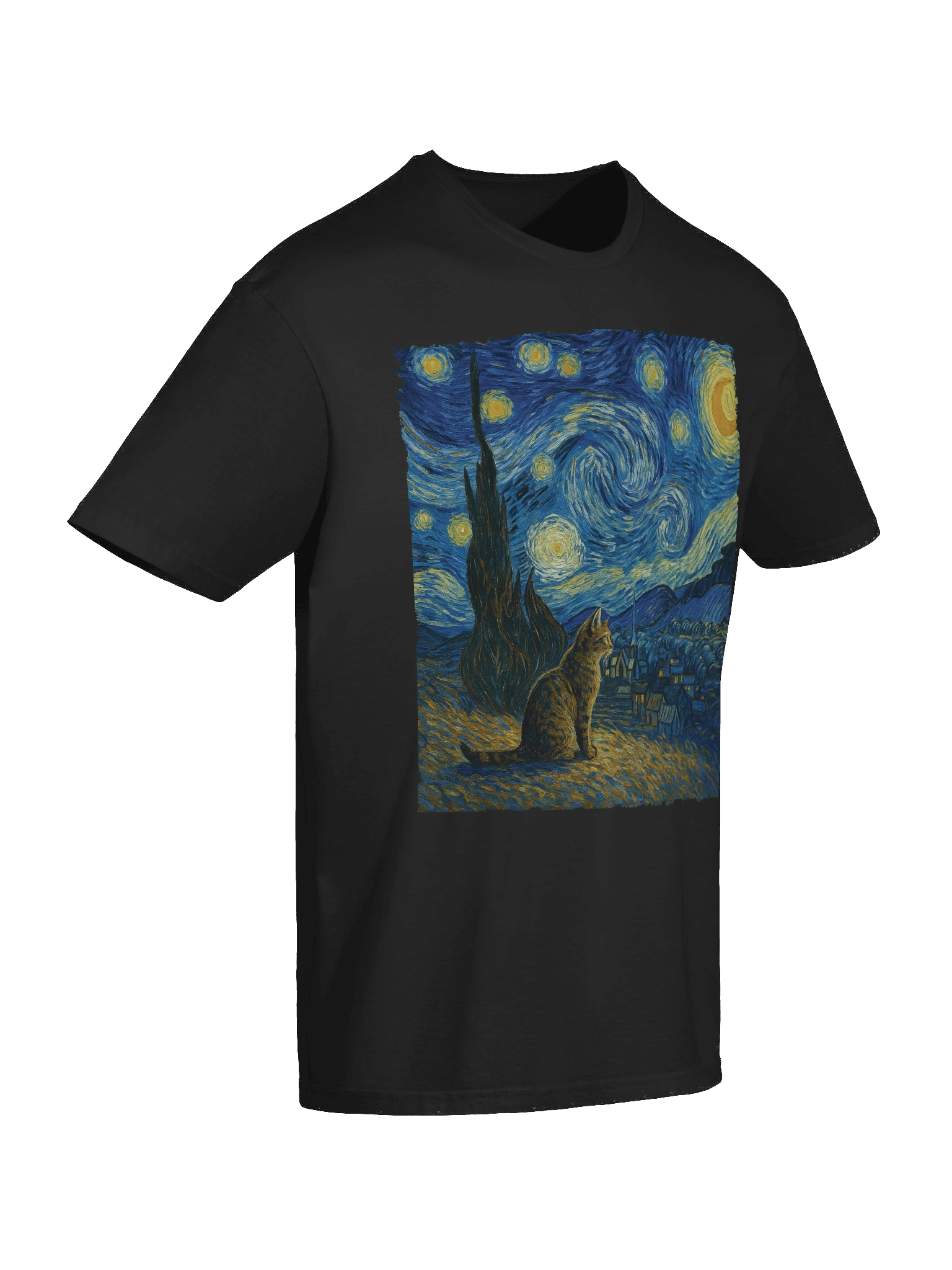 Starry Night Van Gogh Style Tabby Cat T-Shirt product image (64)