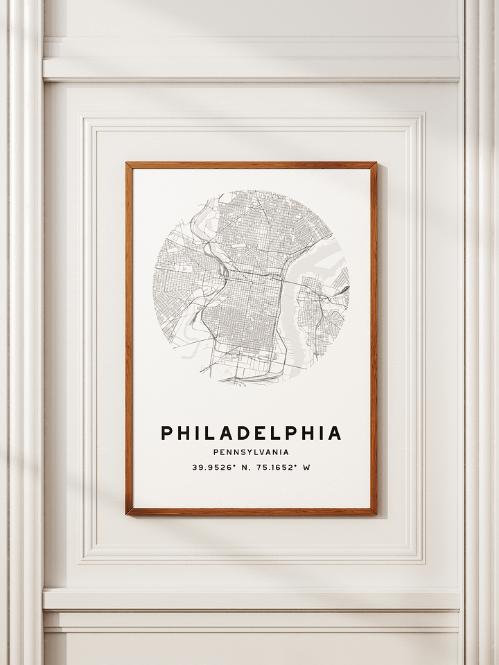 Philadelphia Street Map Poster – White Minimalist Circular City Art product image (2)