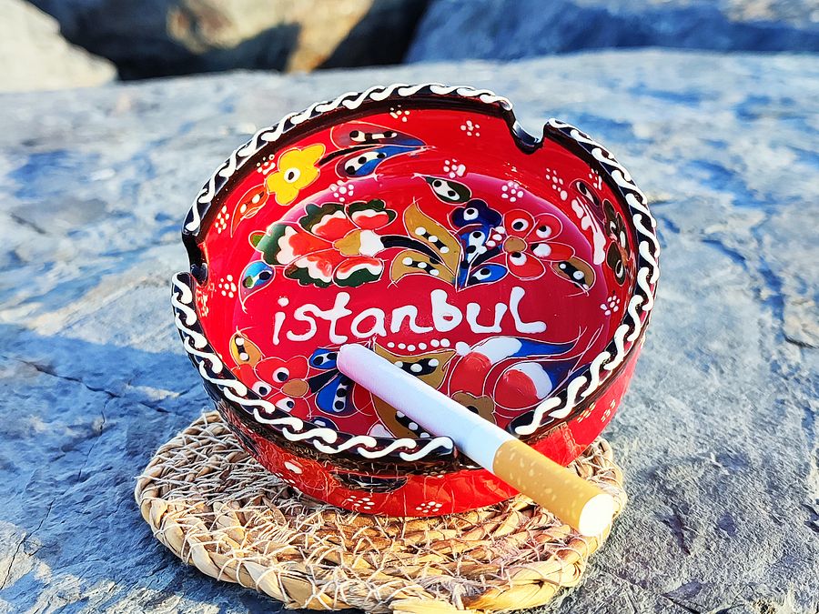 Handmade Red Ceramic Ashtray (Red) - Turkish Iznik Style Decor, 10 cm — handmade pottery, handmade ceramic, home decor, handmade gift product image (5)