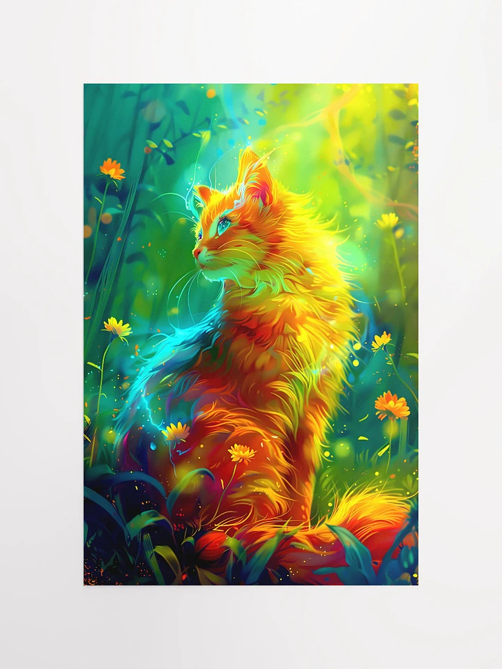 Sunlit Serenity: Ginger Cat Amidst Summer Meadow Artwork Matte Poster product image (2)