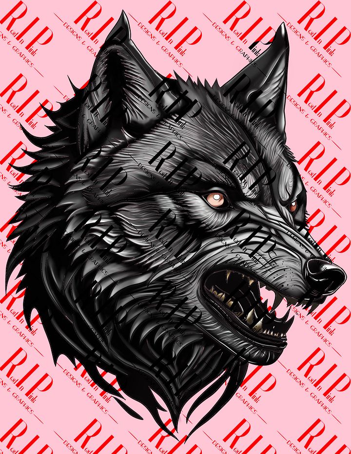 Wild Torment - Wolf Digital Download PNG - Full Color & Outline version product image (1)