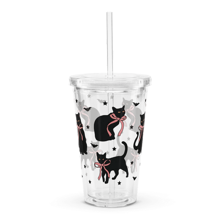 Coquette Black Cat Double Wall Clear Plastic Tumbler (16 oz) product image (1)