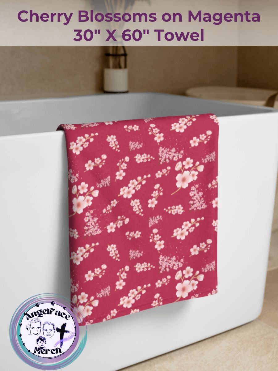 Cherry Blossom Flowers Magenta Towel product image (3)