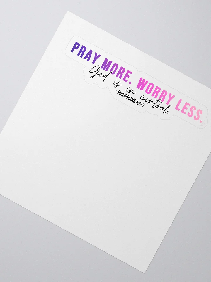 Pray More Worry Less 1.0 Sticker - Pink Gradient Text product image (2)