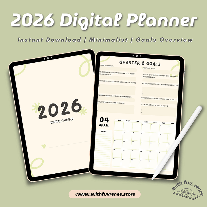 2026 Minimalist Digital Planner: Portrait, Goodnotes, Notability product image (1)