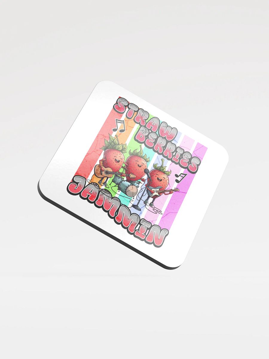 Strawberries Jammin Band Glossed Cork Coaster product image (2)