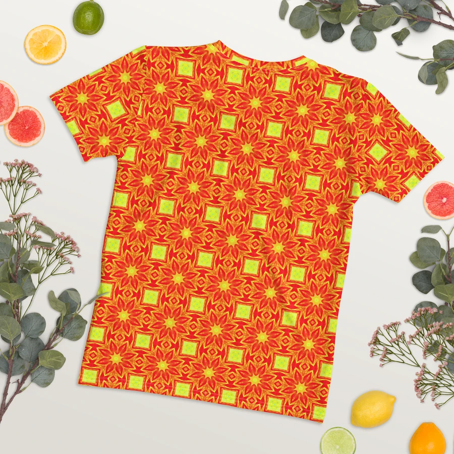 Abstract Repeating Orange Flower Ladies T Shirt product image (7)