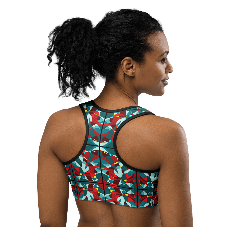 Green Stained Glass – Vibrant Green Pattern Basic Sports Bra product image (2)