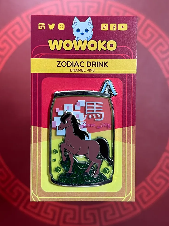Enamel Pin - Zodiac Drinks - Grass Jelly Horse Drink product image (1)