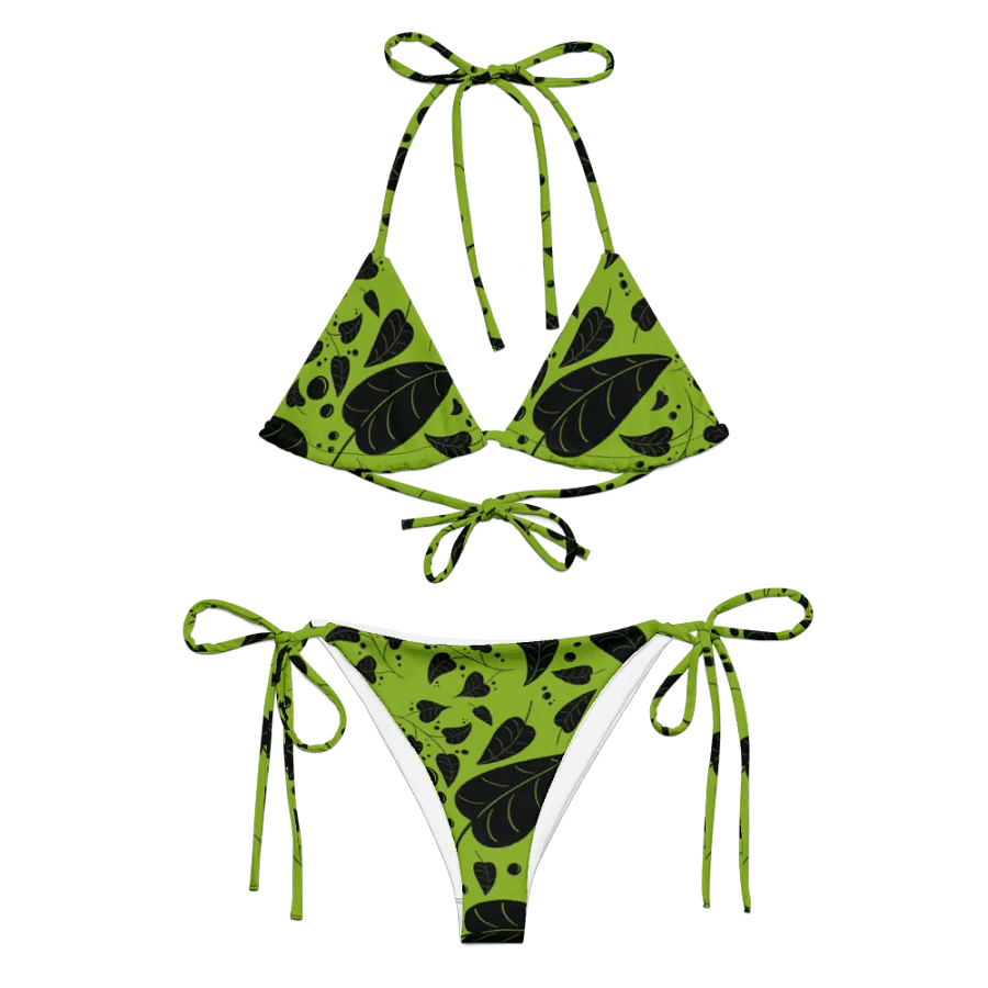 Green & Black Leaves on Vive Recycled String Bikini product image (8)