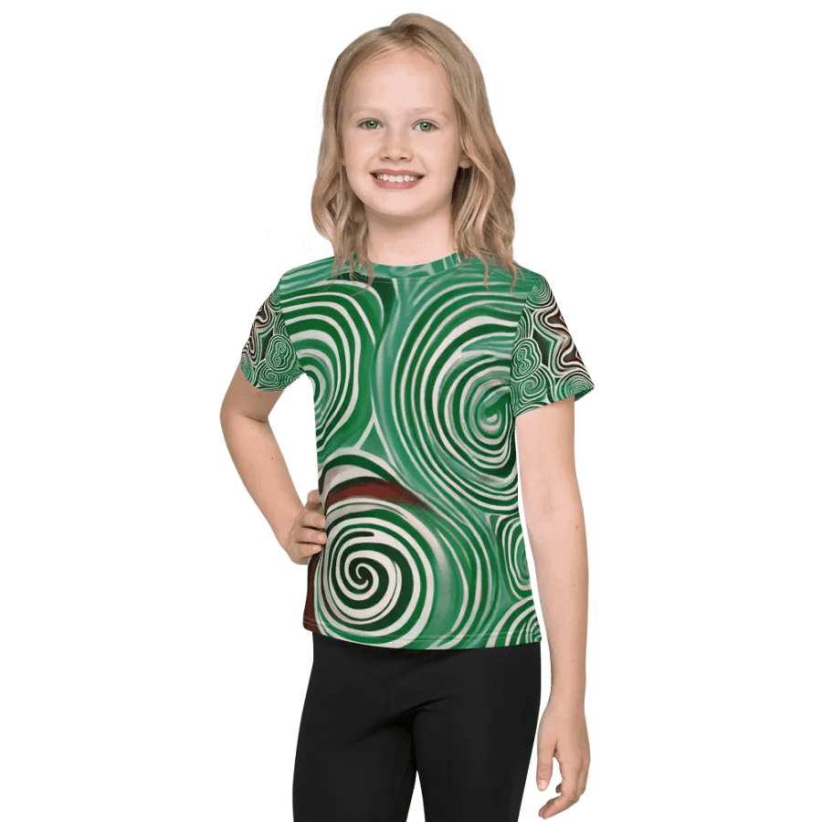 Funky Cool Green Liquid Tie-Dye Kid's and Toddler's Crew Neck T-shirt product image (7)