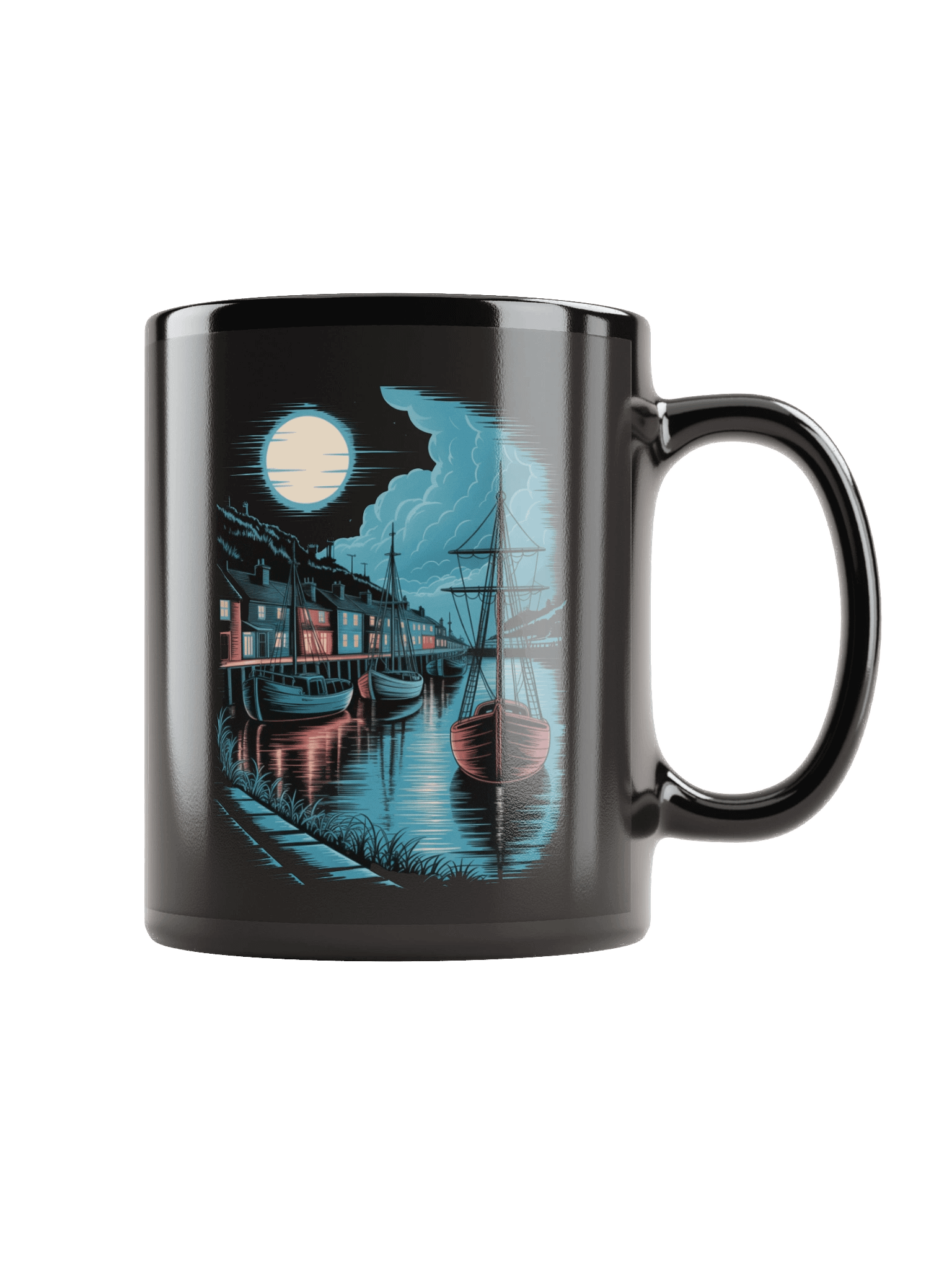 Moonlit Cornish Harbour Mug product image (2)