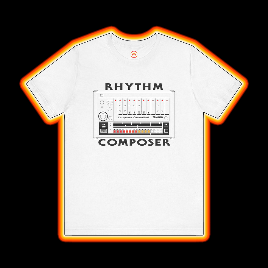 808 T-Shirt "Rhythm Composer" - Roland TR-808 (Vintage Drum Machine) BLACK PRINT product image (1)