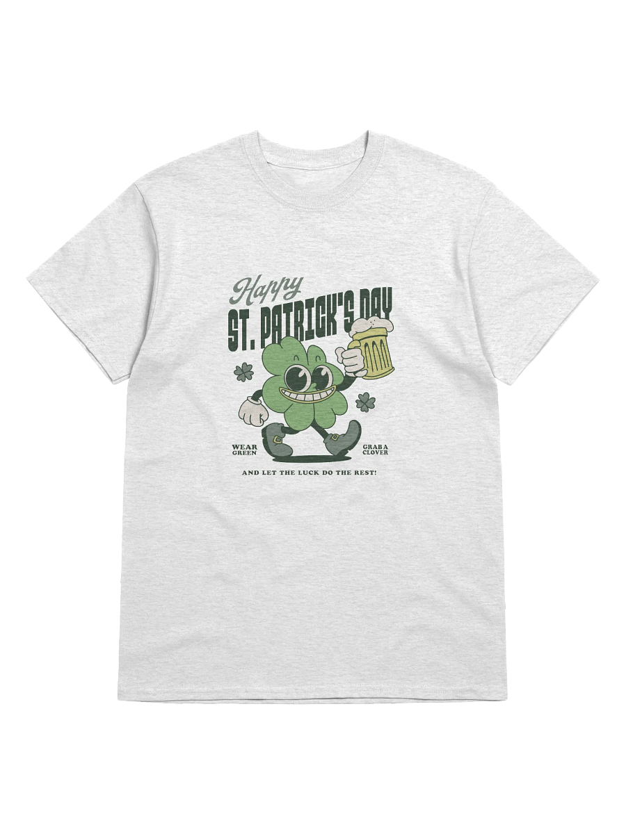 Happy St. Patrick’s Day T-Shirt | Retro Cartoon Clover Beer Drinking Shirt product image (1)