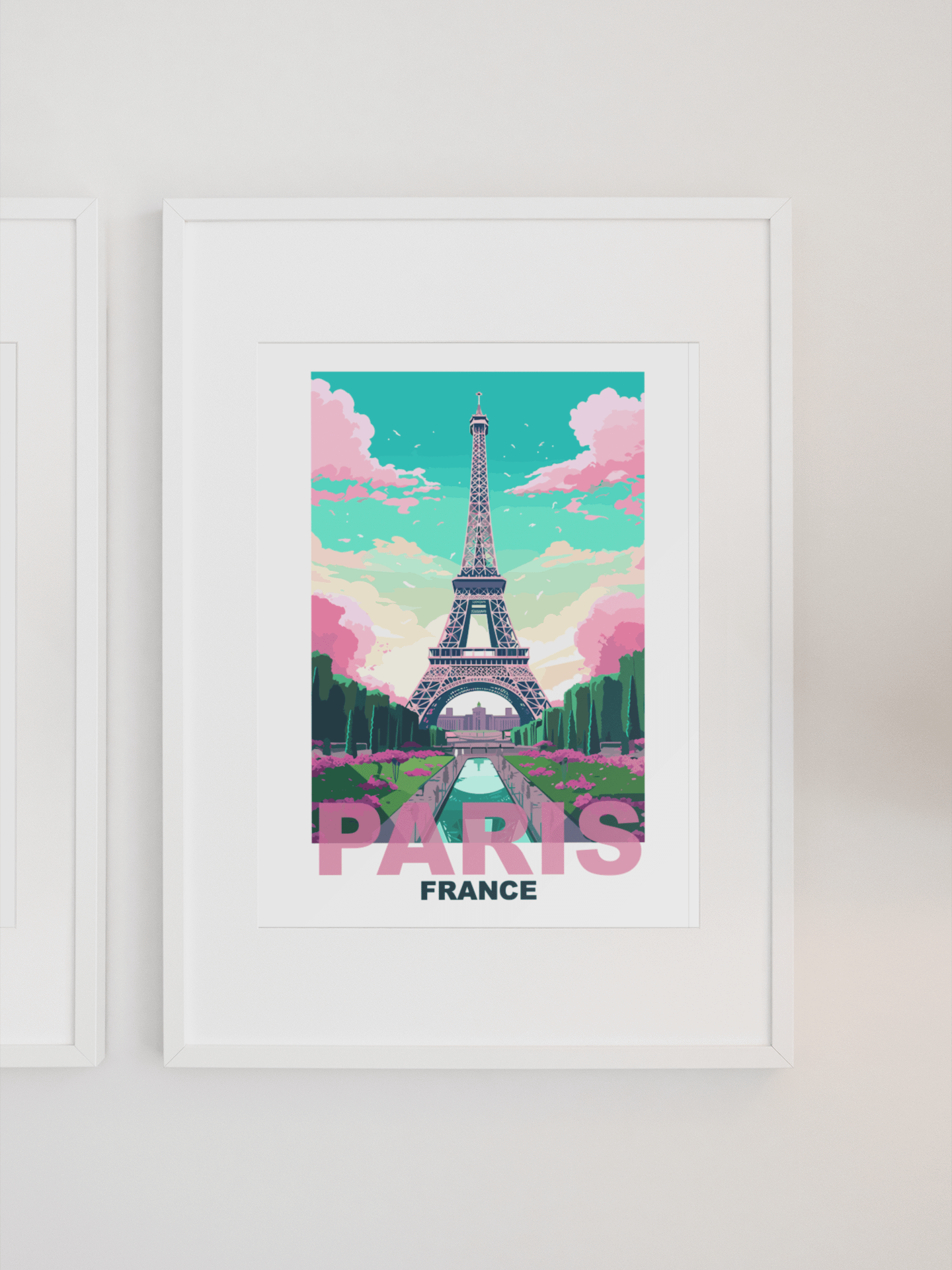Vibrant Eiffel Tower Art Print, Parisian Skyline at Sunset, Pastel Colors Paris France Poster, Romantic Travel Decor, Chic Wall Art product image (1)