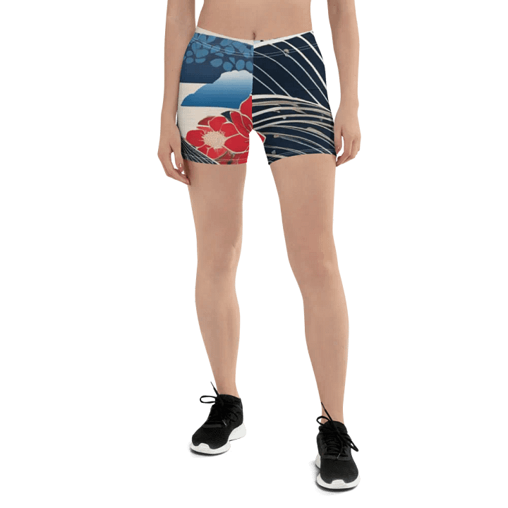 Women's Japanese Inspired Blossom Wave All-Over Shorts product image (1)